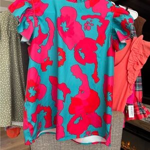 SHEIN Bright Pink and Teal Kids Blouse